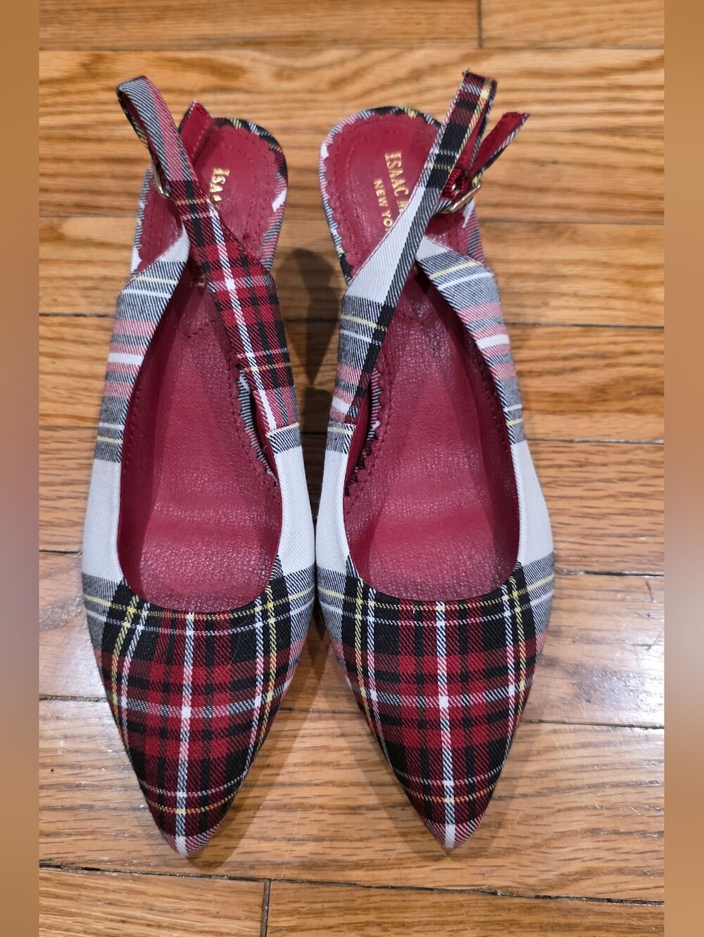 Isaac Mizrahi Red Plaid Slingback Pumps